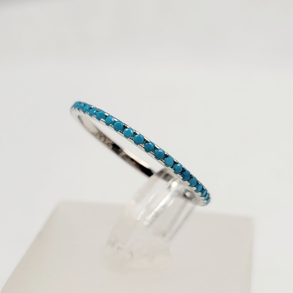 Sterling Silver Turquoise Eternity Band - Picture 9 of 16
